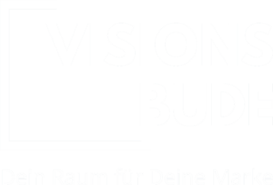 Visionsbude Logo weiß mit Slogan